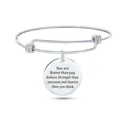 Inspiration Bracelet Stainless Steel Bangle Alloy never give up Hope Faith Believe Charm Bracelet Bangles For Women Gift Pulsera