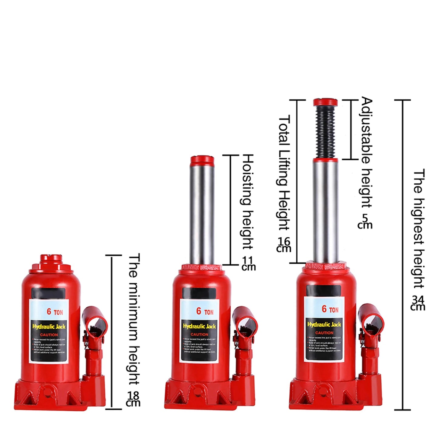 Vehicle Repair Tool 6T Heavy Duty Hydraulic Bottle Jack Lifting Car Van  Vehicle Automotive Lift