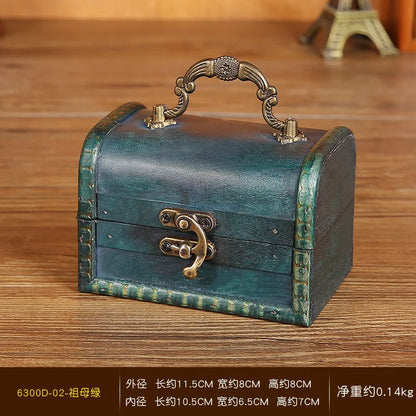 New retro storage wooden box necklace earrings jewelry password lock storage box