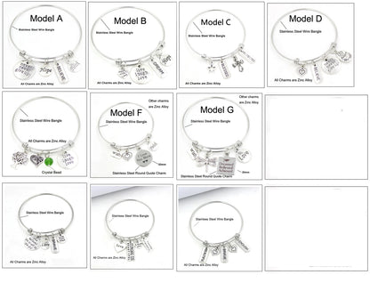 Inspiration Bracelet Stainless Steel Bangle Alloy never give up Hope Faith Believe Charm Bracelet Bangles For Women Gift Pulsera
