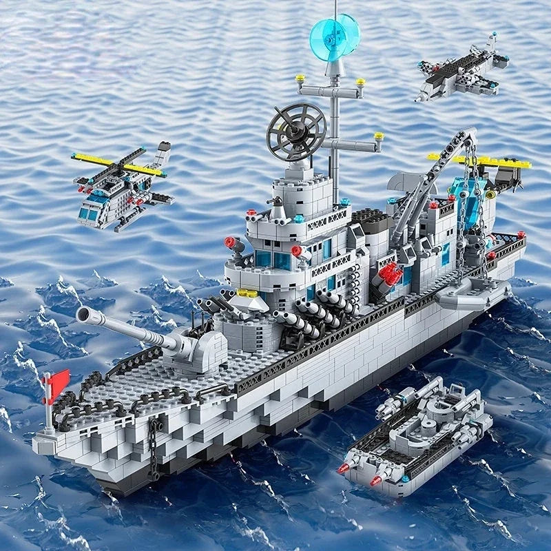 65CM Super Large Navy Warship Building Blocks Army Ship Model 6 in 1 Multi Shape Building Blocks Toy Set for Boys Toys