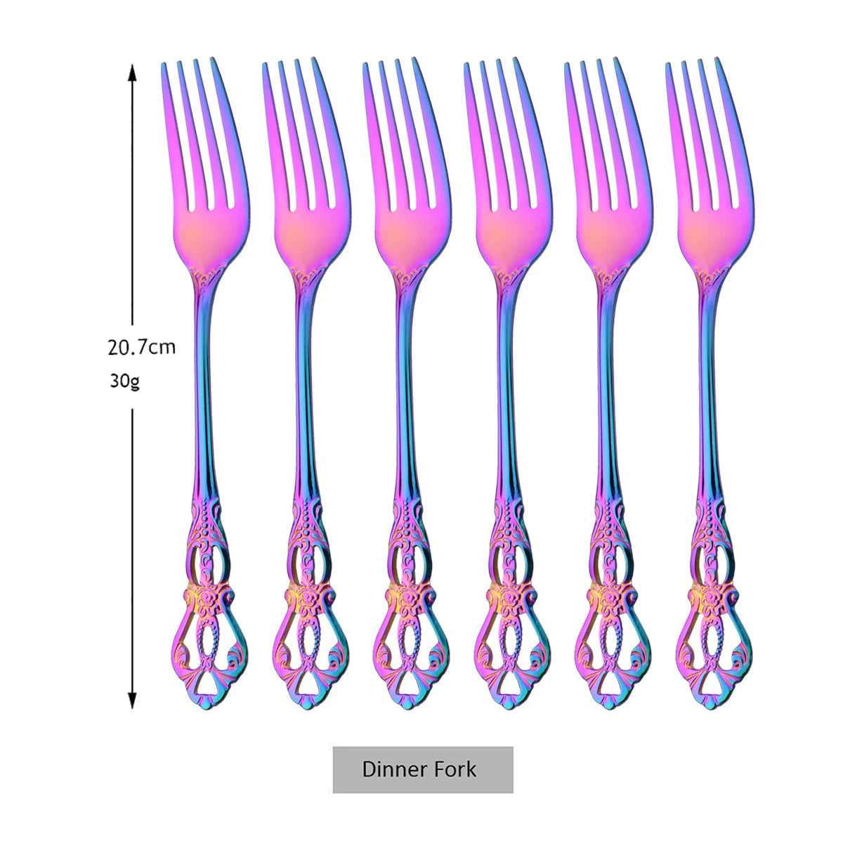 6/30Pcs Royal Colorful Dinnerware Set Knife Dessert Fork Spoon Cutlery Set Stainless Steel