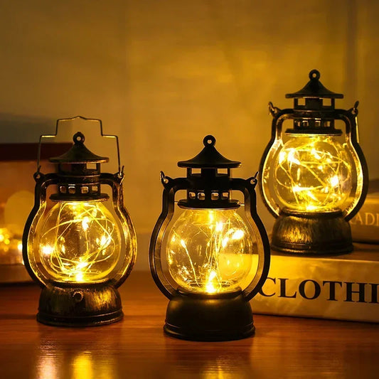 Vintage Style Oil Lamp LED Night Light  Battery Powered Decorative Lamp Camping Lantern