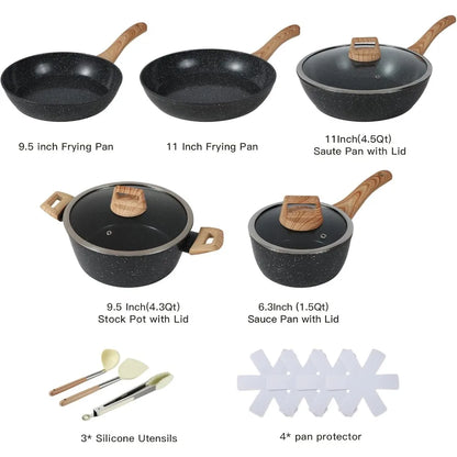 Ceramic Cookware Sets Non Stick 15 PCS Pots and Pans Set Kitchenware