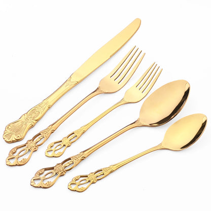 6/30Pcs Royal Colorful Dinnerware Set Knife Dessert Fork Spoon Cutlery Set Stainless Steel