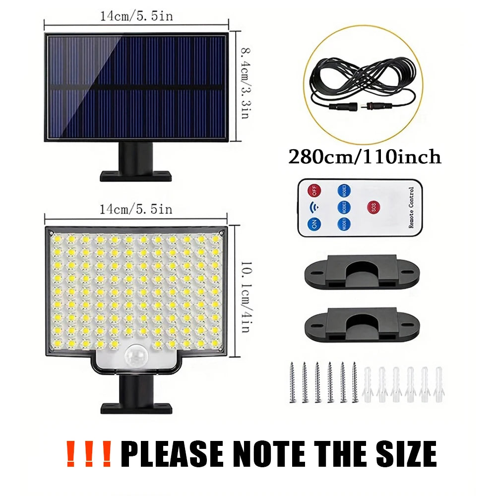 Solar Outdoor Lights Motion Sensor Remote Wall Flood Lamp Security Waterproof Patio Garden Garage Fence Pathway Lighting