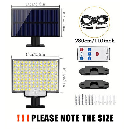 Solar Outdoor Lights Motion Sensor Remote Wall Flood Lamp Security Waterproof Patio Garden Garage Fence Pathway Lighting