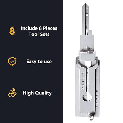 SS001 Stainless Steel Key Decoder 2 In 1 Precision Hook & Pick Set Lock Decoder O-ring Pickup Kit Maintenance Repair Hand Tools