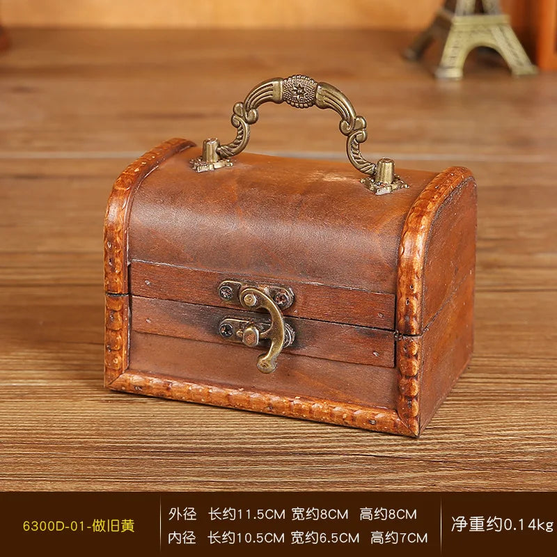 New retro storage wooden box necklace earrings jewelry password lock storage box