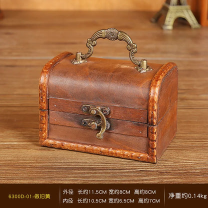 New retro storage wooden box necklace earrings jewelry password lock storage box