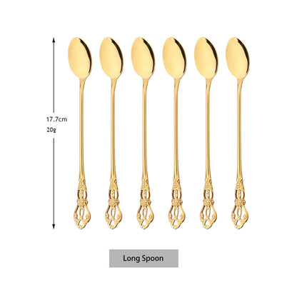 6/30Pcs Royal Colorful Dinnerware Set Knife Dessert Fork Spoon Cutlery Set Stainless Steel