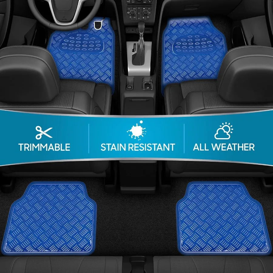 Metallic Chrome Car Floor Mats AllWeather Universal Fit Automotive Floor Mats for Cars SUVs Floor Mats for Trucks Car Mats Full