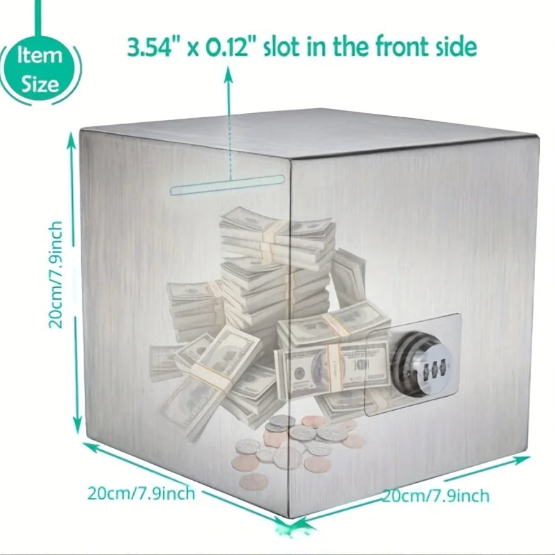 Adult Piggy Bank Reusable Password Piggy Bank Stainless Steel Piggy Bank Helps Save Money