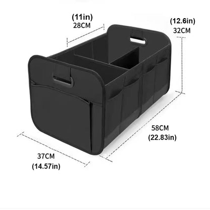 Collapsible Large Car Trunk Storage Box, Waterproof 600D Oxford Fabric Organizer with Flip Top & Reinforced Handles for SUV/Van