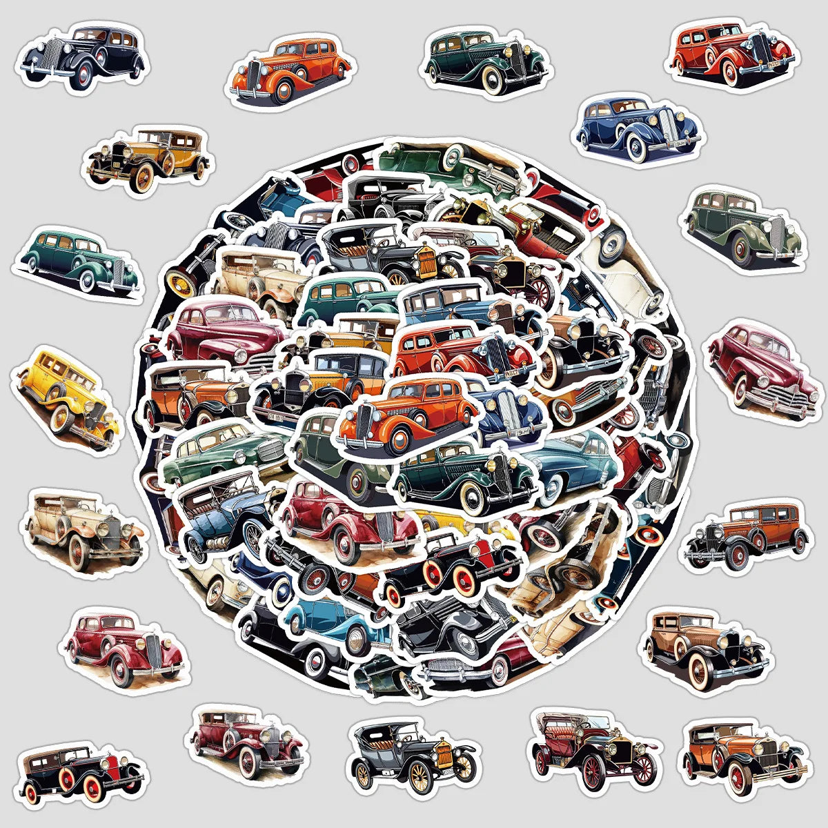 10/30/50PCS Retro Style Classic Car Cartoon Sticker DIY Phone Laptop Luggage Skateboard Graffiti Decals Fun for Kid Gift