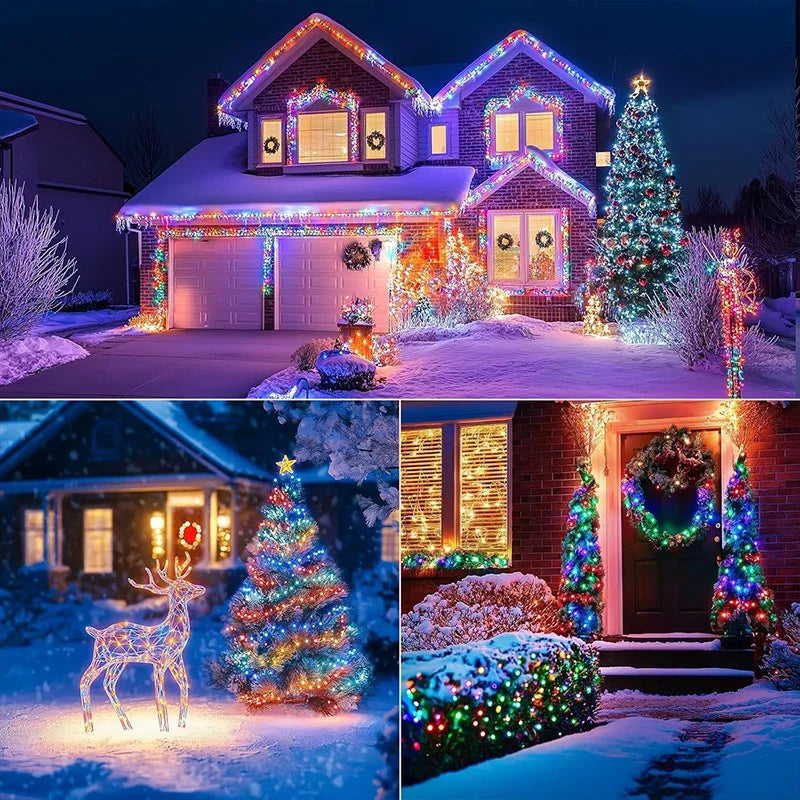 1pcs Solar String Lights Outdoor Waterproof LED Outdoor 8 Modes Christmas Fairy Light for Patio Yard Tree Garden Balcony Decor