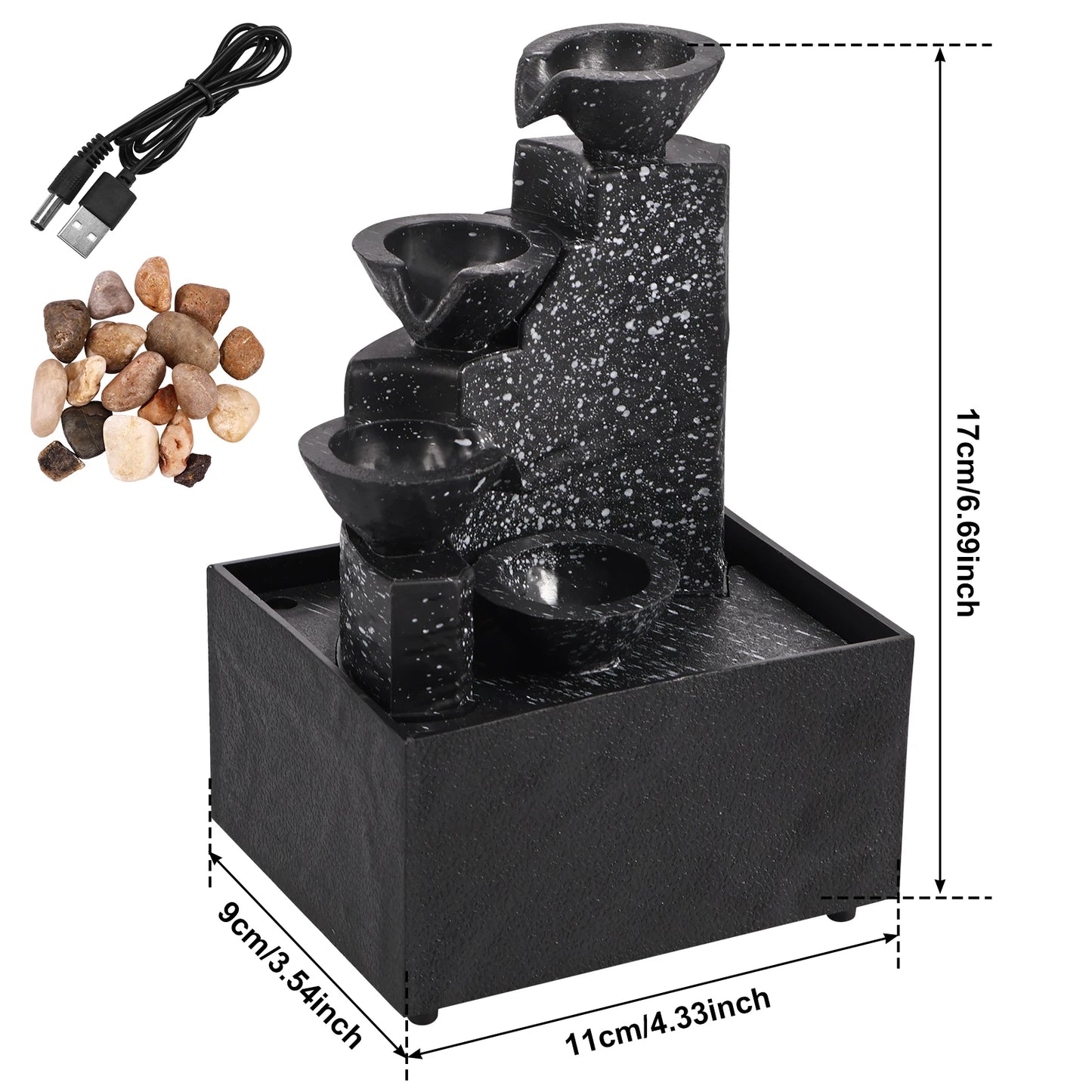 Tabletop Waterfall Home Decor Relaxation Meditation Desktop Fountain with Soft Lights Flowing Water Ornaments