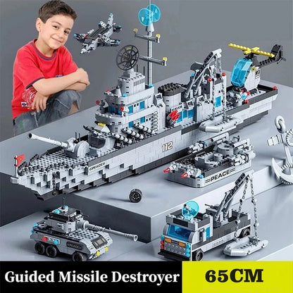 65CM Super Large Navy Warship Building Blocks Army Ship Model 6 in 1 Multi Shape Building Blocks Toy Set for Boys Toys