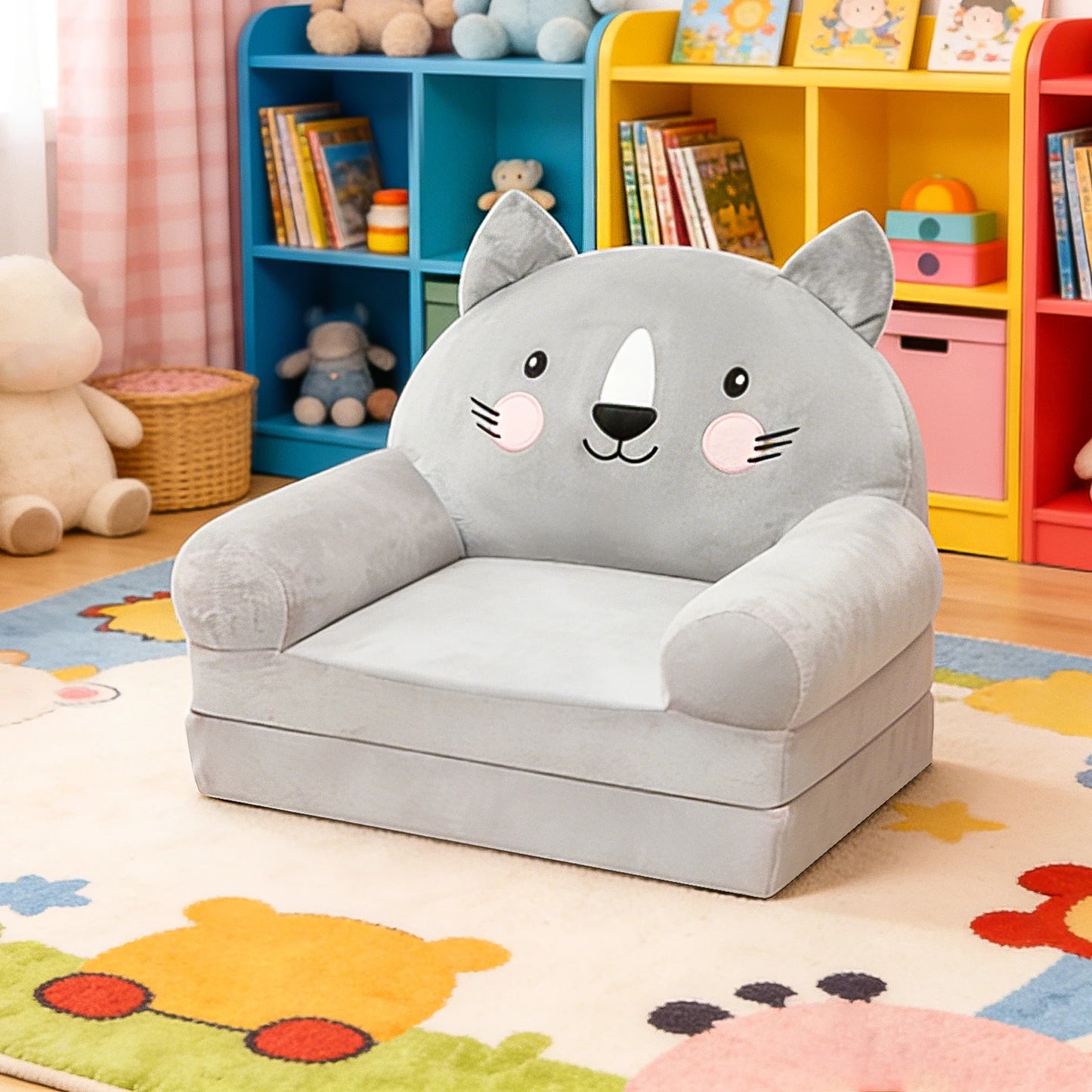 Foldable Kids Sofa Baby Seat Chair Foam Filled for Reading Relaxing Nursery Bedroom