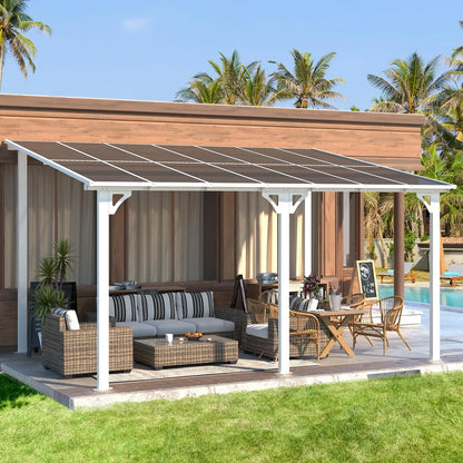 14' x 10' Gazebo for Patio, Hard Top Lean to Gazebo Pergola with Roof (140 Sq.Ft Shaded), Large Wall-Mounted Heavy, Customized
