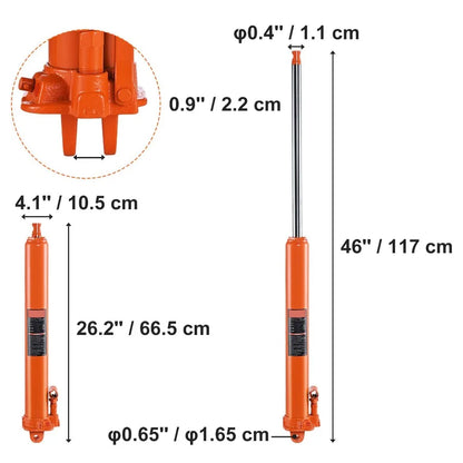 Hydraulic Long Ram Jack 3 Ton Engine Hoist Cylinder with Single Piston Pump and Clevis Base for Garage/Shop Cranes Mechanical F