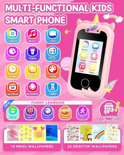 Kids Smart Phone Girls Toy: Christmas Birthday Gifts for Girls Age 3-10 - Working Real Play Cell Phone