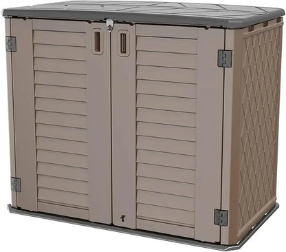 Mrosaa Large Outdoor Storage Box,Resin Sheds&Outdoor Storage Waterproof/Lockable,Outdoor Storage Cabinets