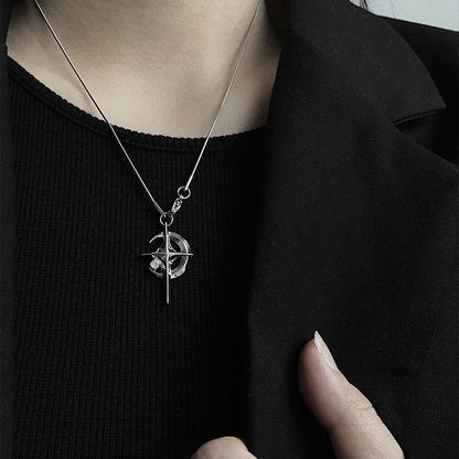 GUFTM Moon Star Pendant Galaxy Necklace For Women