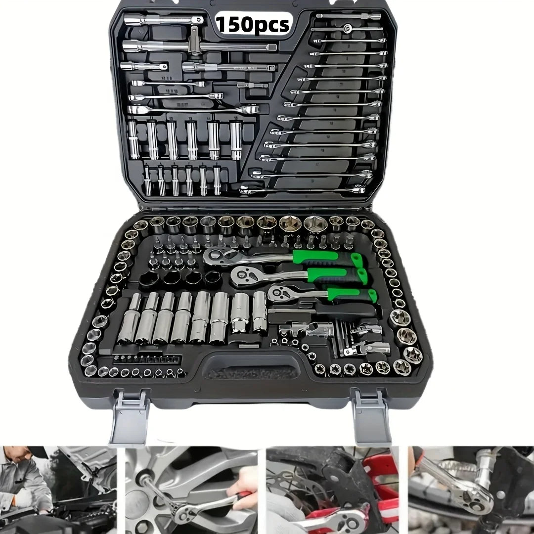 150/46pcs Auto Mechanical Repair Tool Set, Multifunctional with Socket, Wrench And Ratchet Set