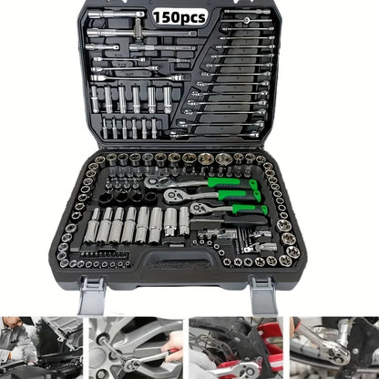150/46pcs Auto Mechanical Repair Tool Set, Multifunctional with Socket, Wrench And Ratchet Set