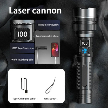 2000LM Super Bright LED Flashlight, USB-C Rechargeable with Digital Display Torch,Long Lasting for Outdoor Camping Emergency