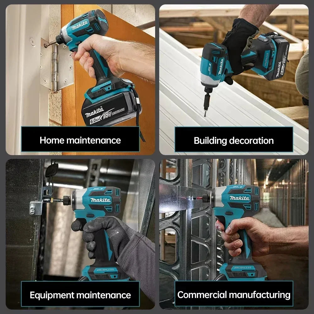 2025 Makita DTD173 bule 18v Brushless Lithium-ion Impact Driver Power Tool Multifunctional Tool, Drill Bit