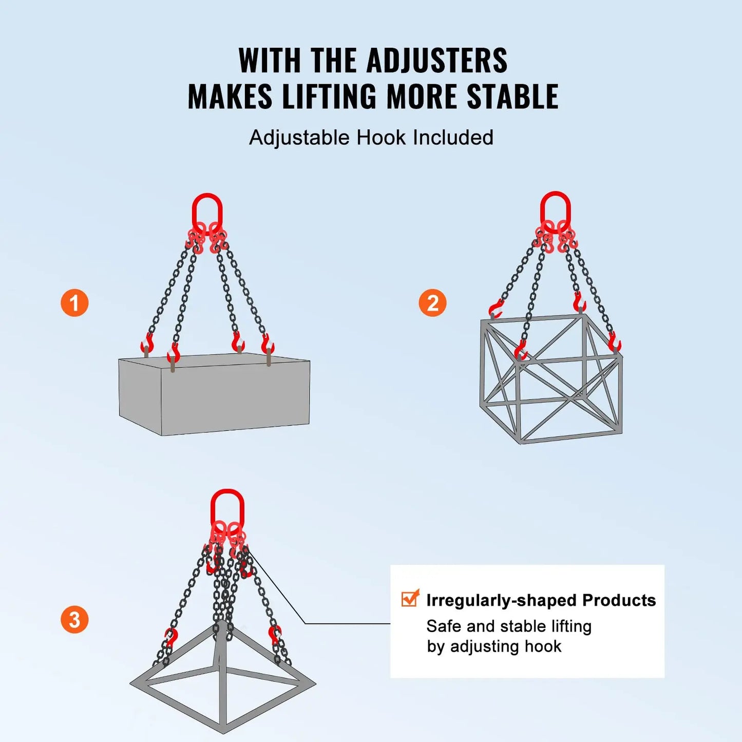 3/8 Inch Lifting Chain Sling, 8 Ton Capacity with Hooks for Engine Hoist