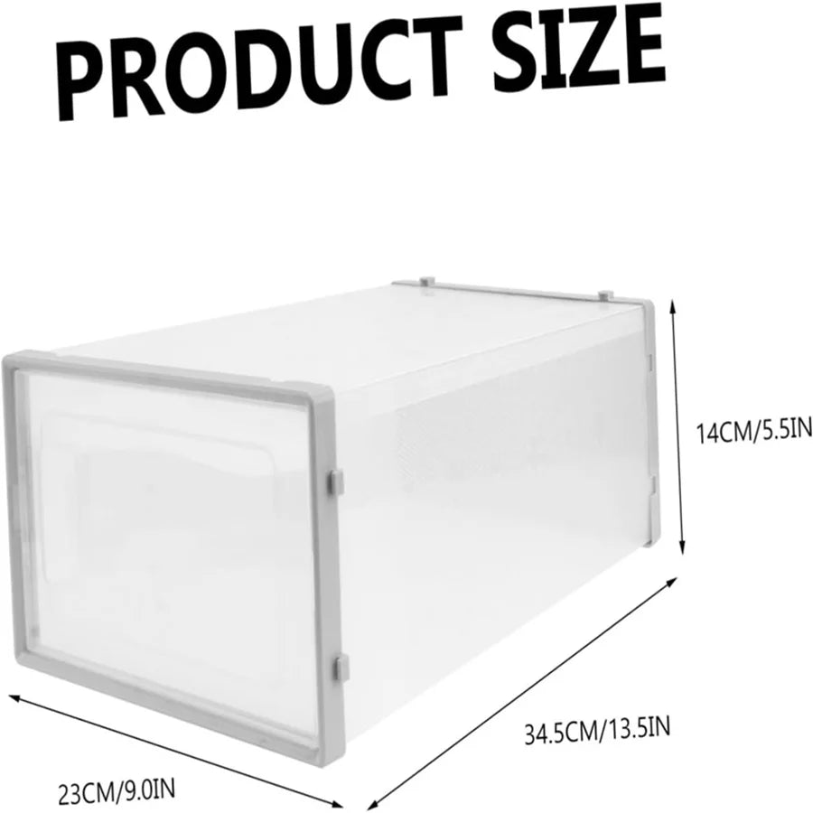 12-Pack Transparent Plastic Stackable Shoe Storage Boxes for Closet Linked Design Sports Shoe Organizers Foldable Shoe Racks