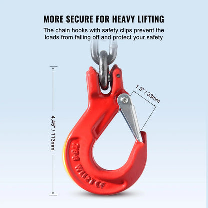 3/8 Inch Lifting Chain Sling, 8 Ton Capacity with Hooks for Engine Hoist