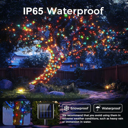 1pcs Solar String Lights Outdoor Waterproof LED Outdoor 8 Modes Christmas Fairy Light for Patio Yard Tree Garden Balcony Decor