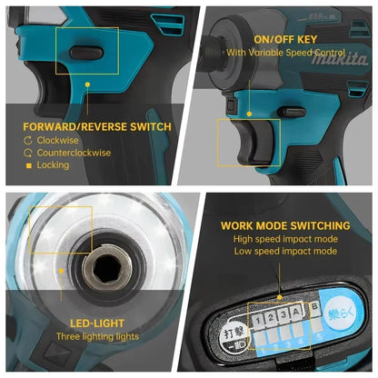 2025 Makita DTD173 bule 18v Brushless Lithium-ion Impact Driver Power Tool Multifunctional Tool, Drill Bit