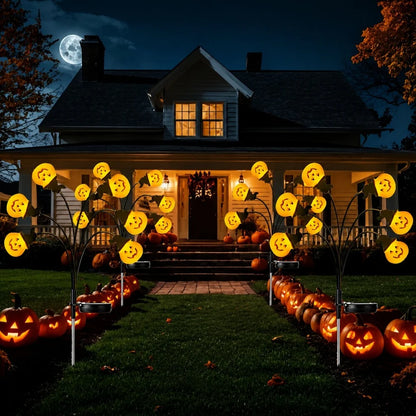 Halloween Solar Pumpkin Garden Lights Outdoor Waterproof Orange Ghost Lights