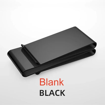 Custom Lettering Stainless Steel Unisex Money Clip Double Sized Slim Portable Credit Card Money Holder
