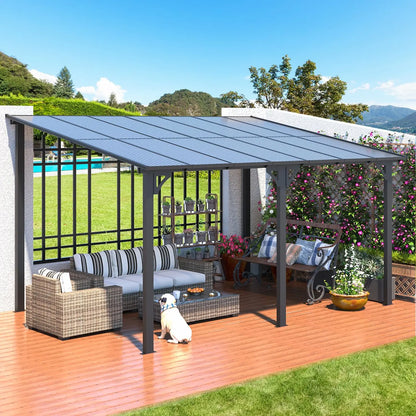 14' x 10' Gazebo for Patio, Hard Top Lean to Gazebo Pergola with Roof (140 Sq.Ft Shaded), Large Wall-Mounted Heavy, Customized