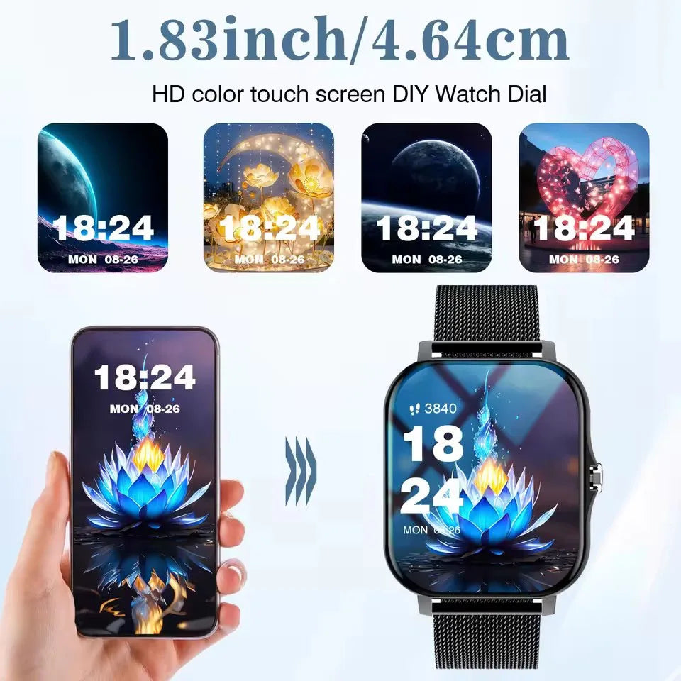 Men Women Smart Watch 1.83'' Waterproof Fitness Sports Watch Answer Call Sleep Sport Pedometer Information Alerts Smartwatch New