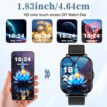 Men Women Smart Watch 1.83'' Waterproof Fitness Sports Watch Answer Call Sleep Sport Pedometer Information Alerts Smartwatch New