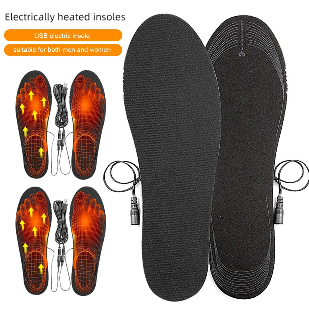 USB Heated Shoe Insoles ECuttable Foot Warming Pad Rechargeable Foot Warmer