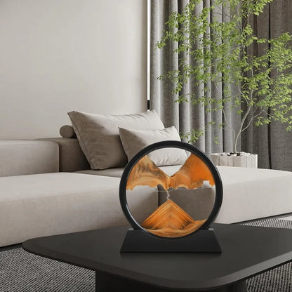 3D Hourglass Quicksand Moving Sand Art Picture Round Glass Deep Sea Sandscape Craft Flowing Painting Home Office Work Decor
