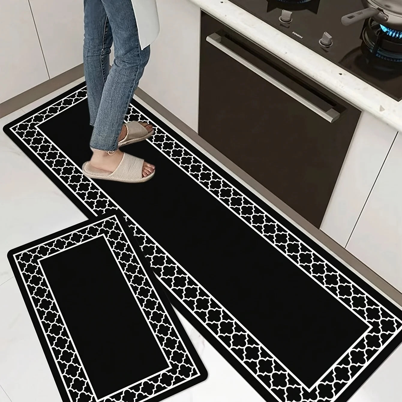 VIKAMA American-Style Rug Set For Kitchen Long Strip Water-Absorbent And Dirt-Resistant