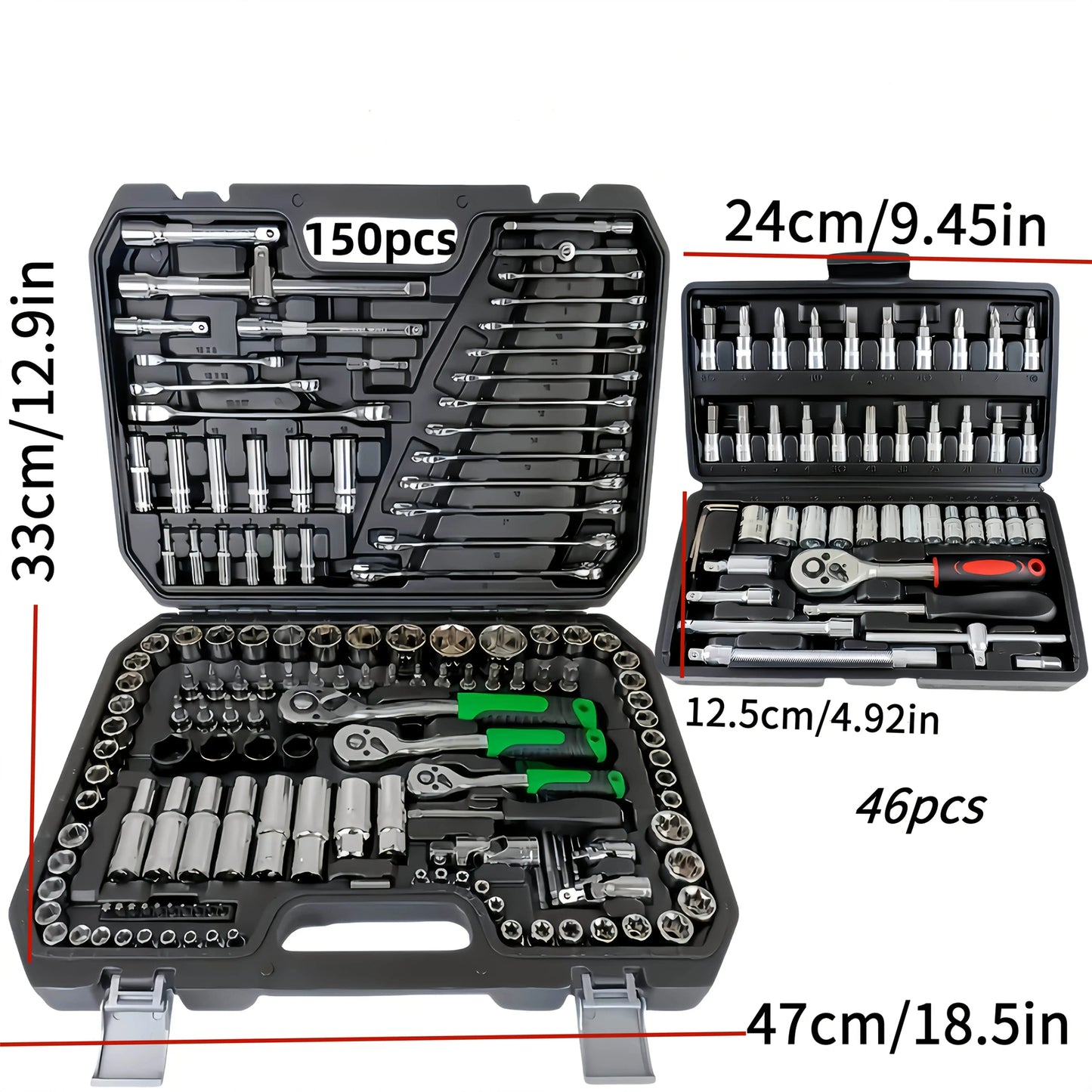 150/46pcs Auto Mechanical Repair Tool Set, Multifunctional with Socket, Wrench And Ratchet Set