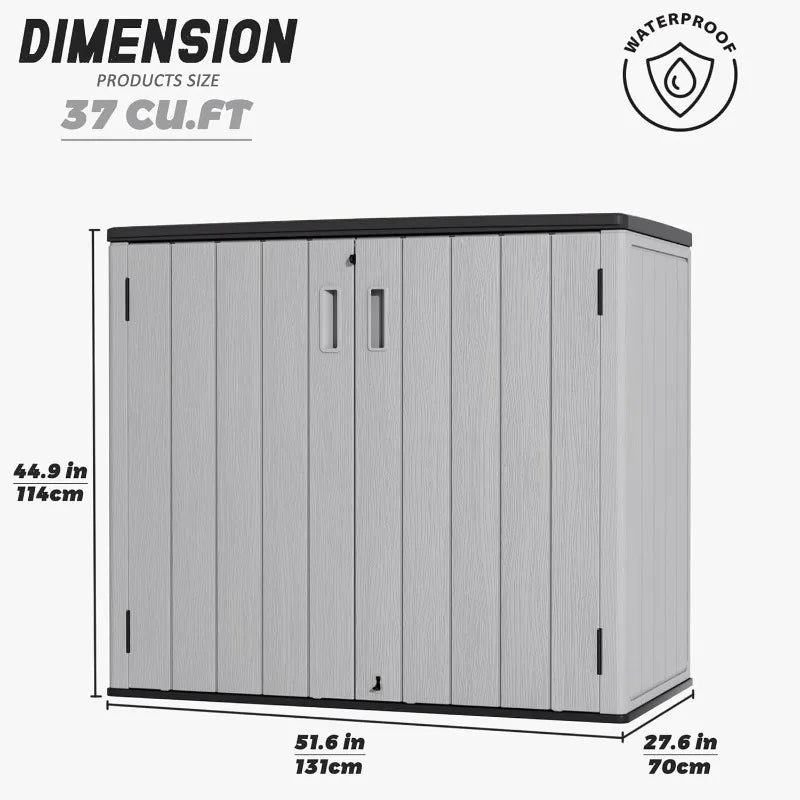 Mrosaa Large Outdoor Storage Box,Resin Sheds&Outdoor Storage Waterproof/Lockable,Outdoor Storage Cabinets
