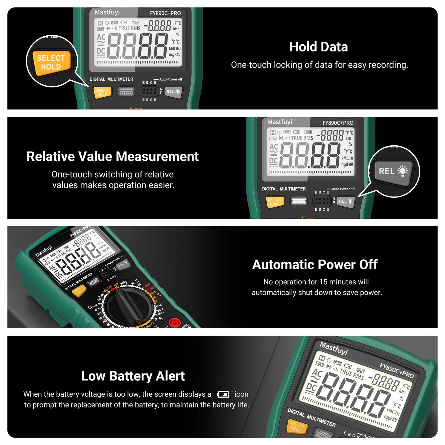 MASTFUYI 2000V 20A Extra-Large Range Dig Multifunctional All-in-One Machine