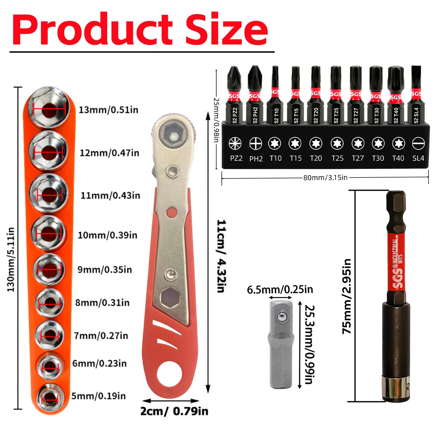 22PCS Mini Ratchet Screwdriver Set, 1/4 Inch Right Angle Ratchet Wrench with Sockets and Bits, Compact Repair Tool Kit for Tight Spaces