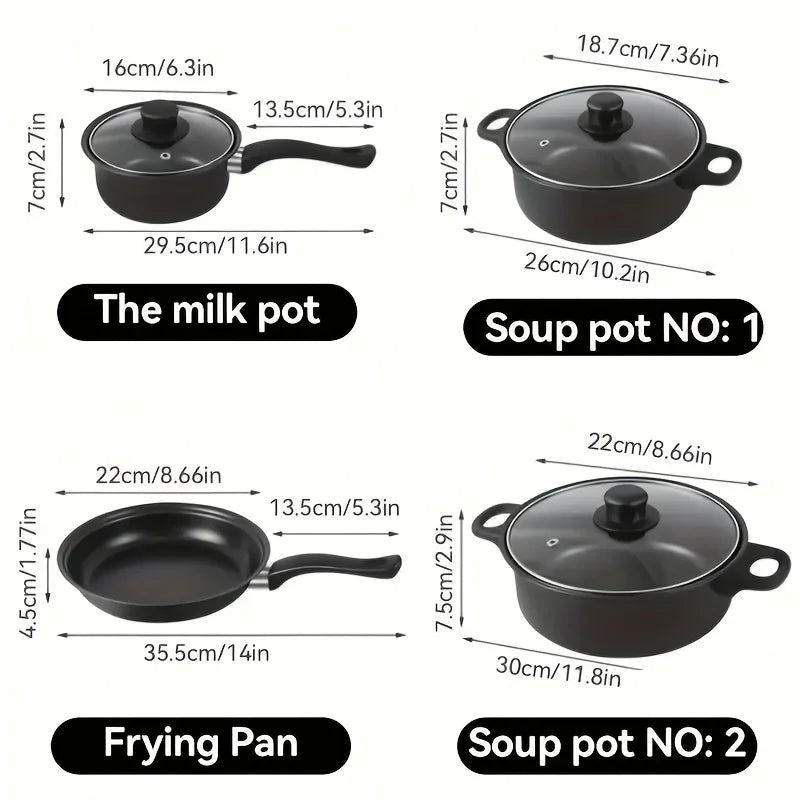 13-Piece Nonstick Cookware Set Black - Induction Compatible Pot Pan Set with Frying Pan & Utensils